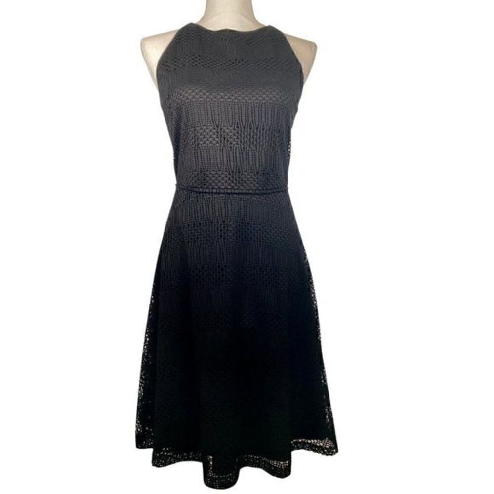 Like N Marc New York by Andrew Marc Black Eyelet Crochet Sleeveless Dress Size S
